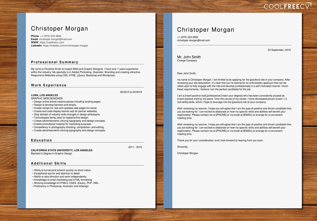 resume and cover letter template with No Work Experience