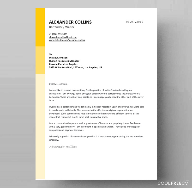 cover letter example MS Word docx download