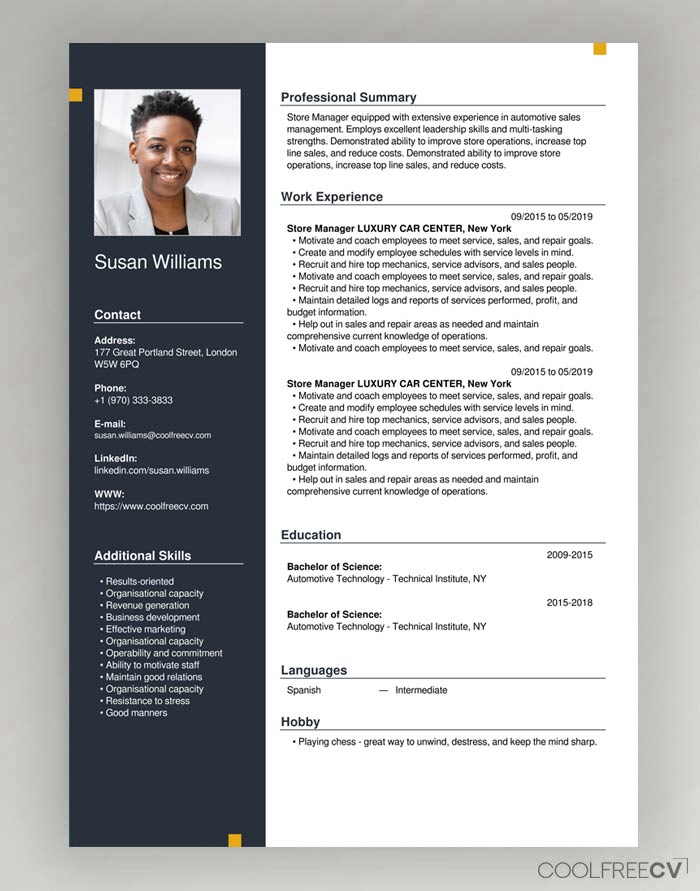 Free Online Resume Templates from www.coolfreecv.com