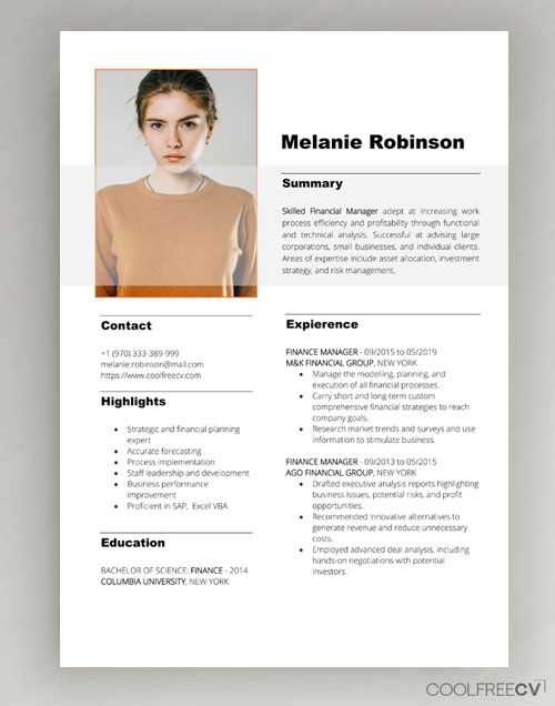 original resume template with photo