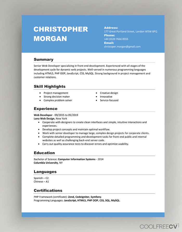 Cv Templates Free Download Word Document For Students Docs