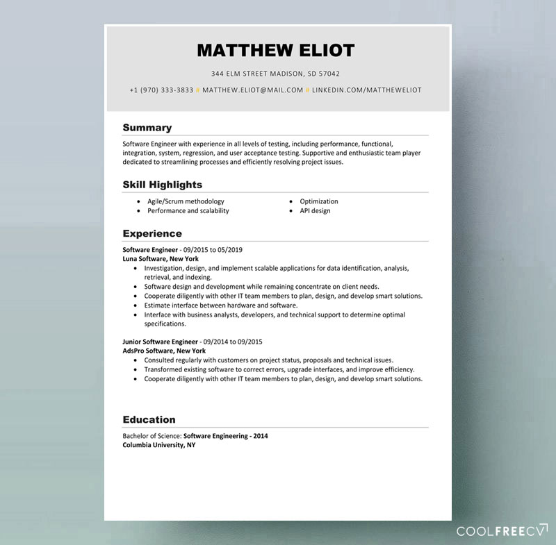 resume templates examples free word doc