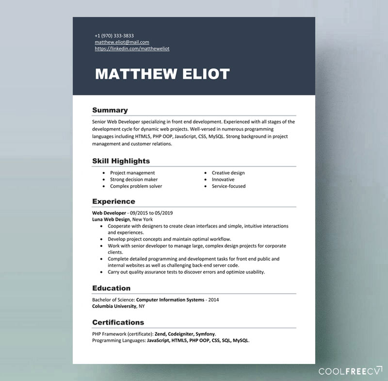 Free Resume Templates Examples MS Word Docx