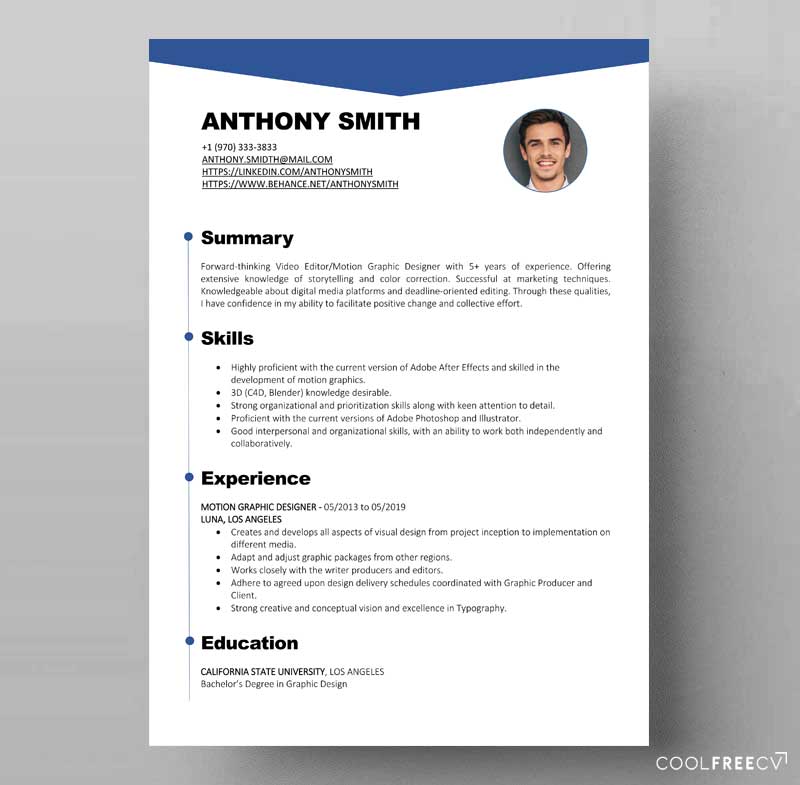 modern resume template with photo